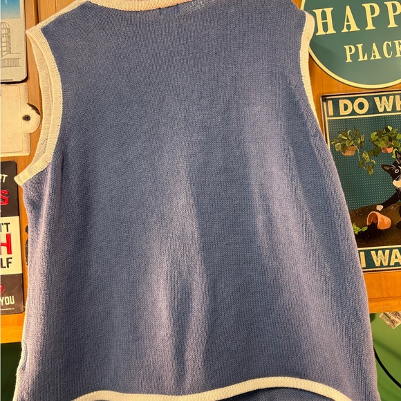 Holiday Editions Blue and White Snowman V-Neck Sweater Vest - Picture 10 of 12